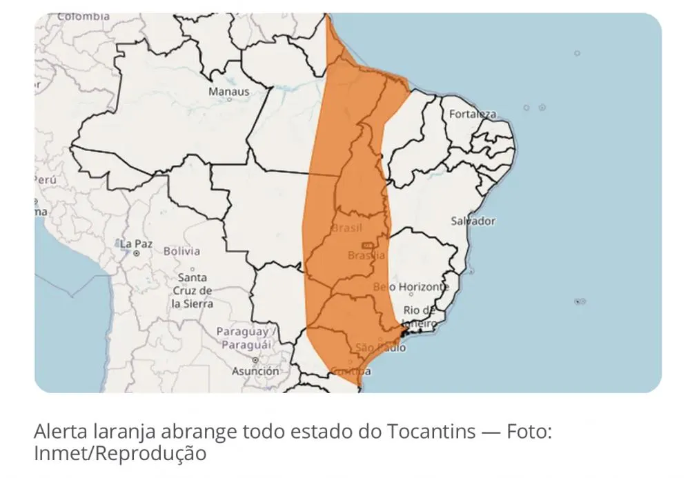 Tocantins começa semana com alerta de chuvas intensas para todo estado