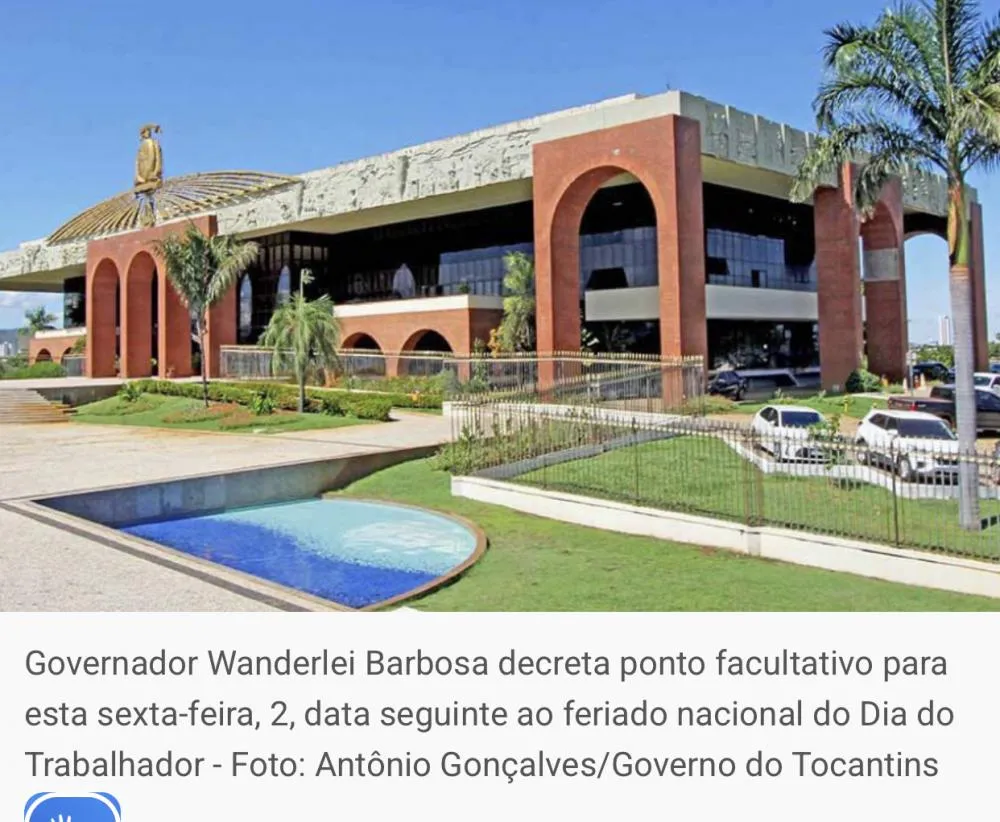 GOVERNO ESTADUAL DECRETA PONTO FACULTATIVO NA SEXTA-FEIRA