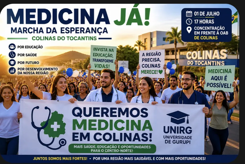 Marcha da Esperança lança movimento por curso de Medicina em Colinas e busca mobilizar Centro-Norte do Tocantins